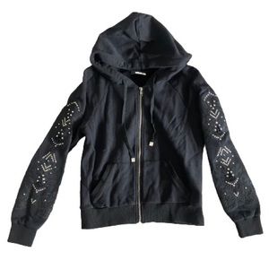 SOLD 🔥Miss Me Crochet Detail Zip Up Hoodie